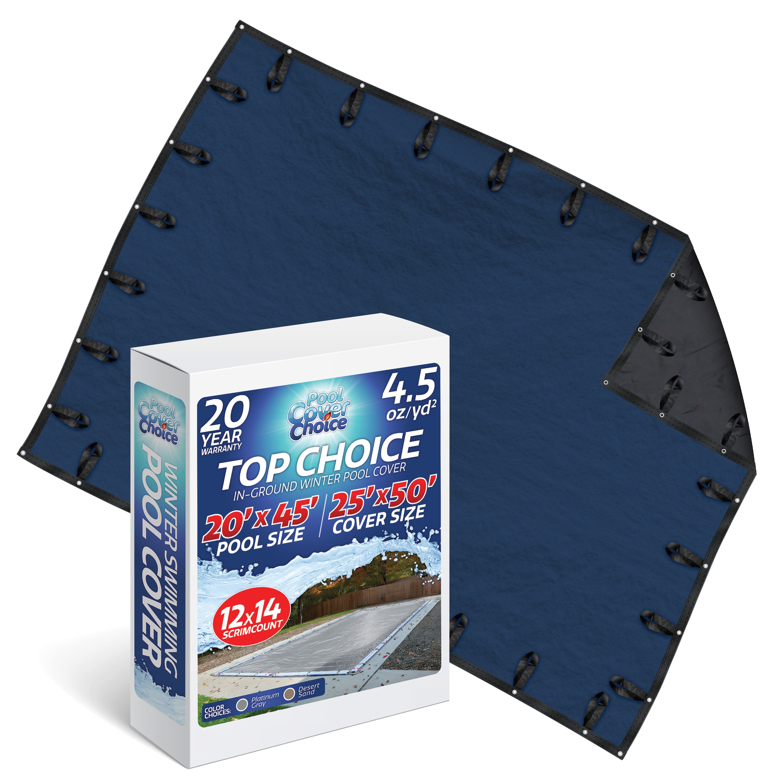 Pool Cover Choice 20'x45' Rectangle Inground Top Choice Cobalt Blue