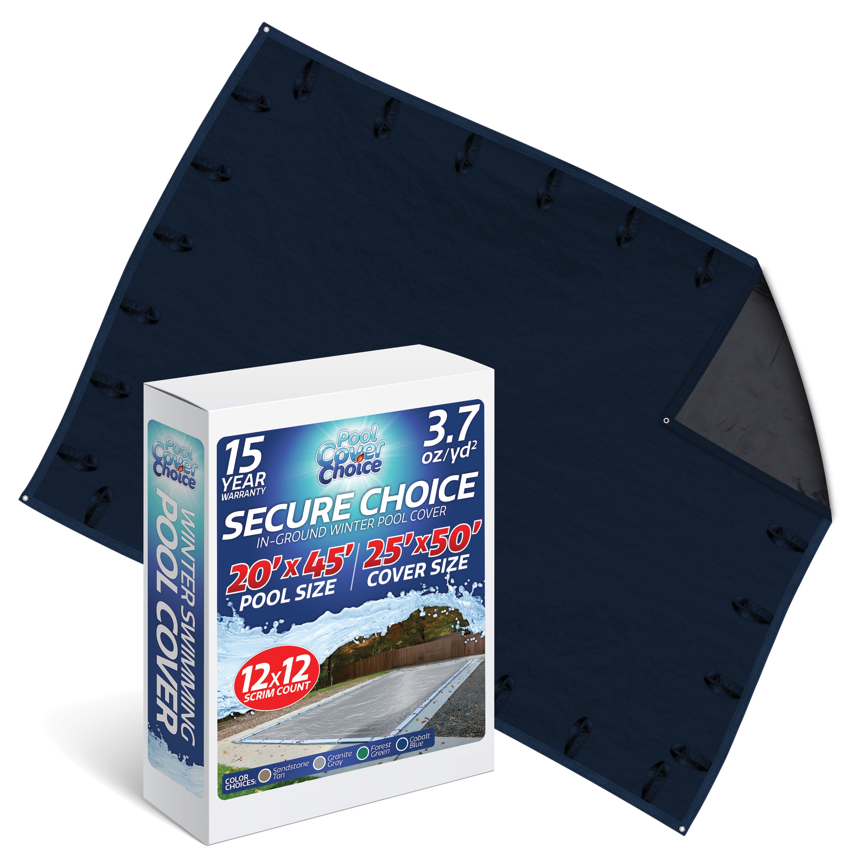 Pool Cover Choice 20'x45' Rectangle Inground Secure Choice Cobalt Blue