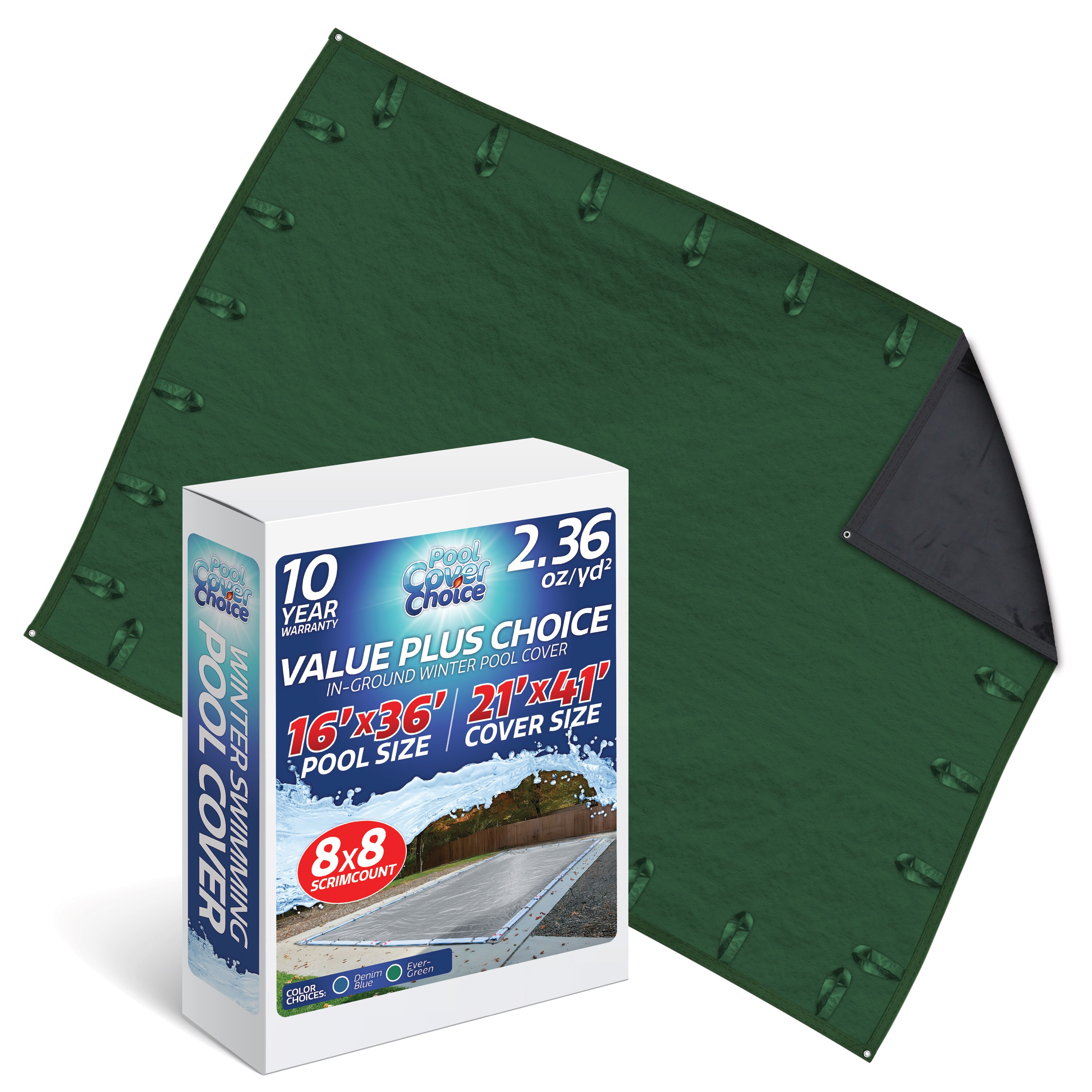 Winter Swimming Pool Cover for 18 ft x 36 ft Inground Rectangular Pool - Thumbnail 2