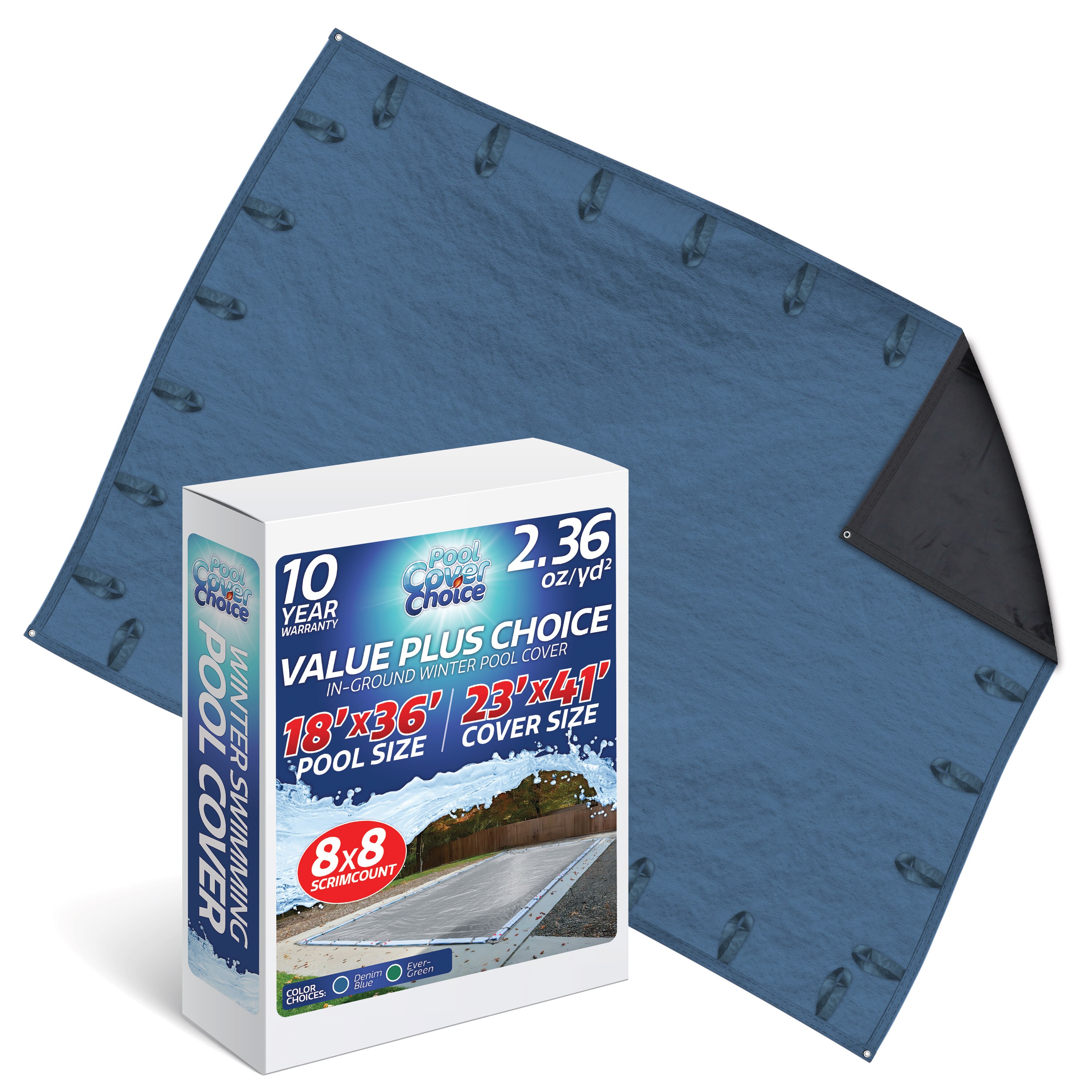 <b>Robelle Super</b> Winter Cover <br>18' x 36' In-Ground Pool Size - Imperial Blue