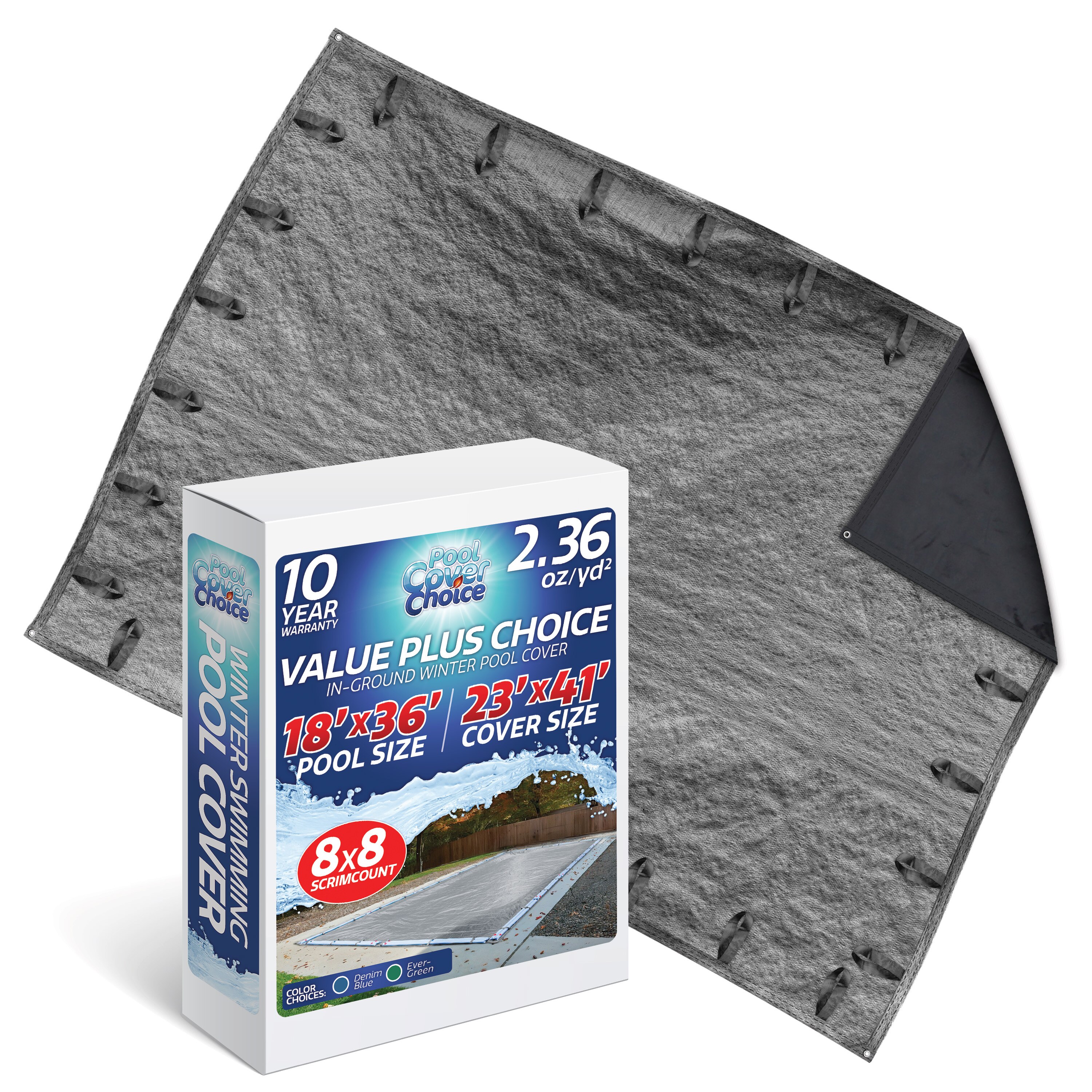 <b>Robelle Super</b> Winter Cover <br>18' x 36' In-Ground Pool Size - Silver