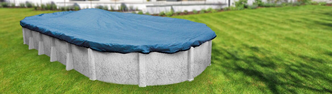 Pool Mate Winter Pool Cover 12x24 Ft Oval - Solid Blue Protection With 8-Year Warranty